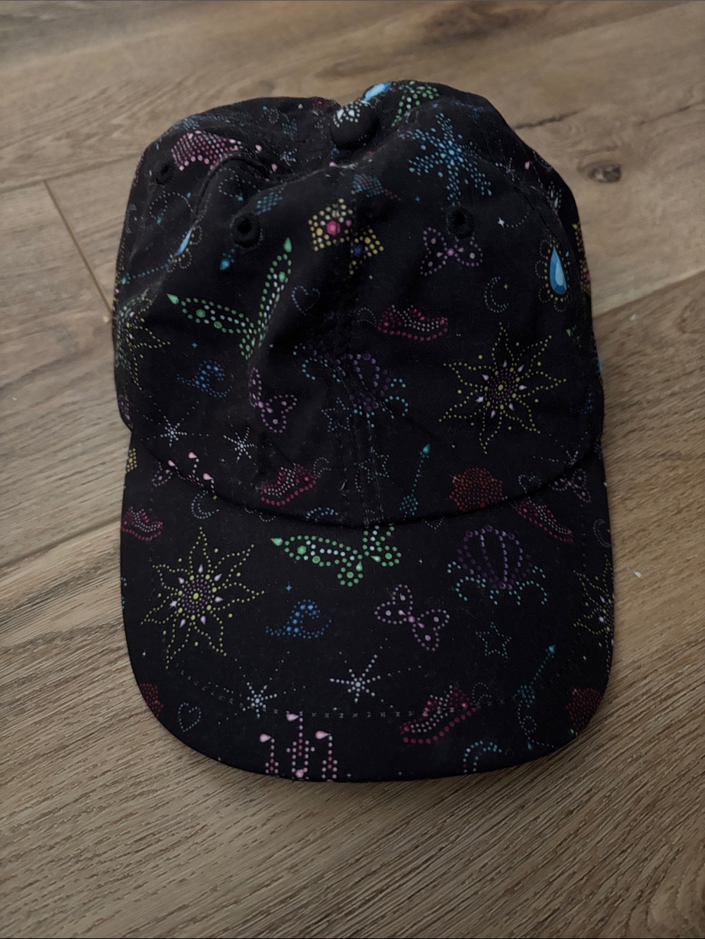Crowned Athletics black icon hat -Black Patterned Cap with Multicolor Accents